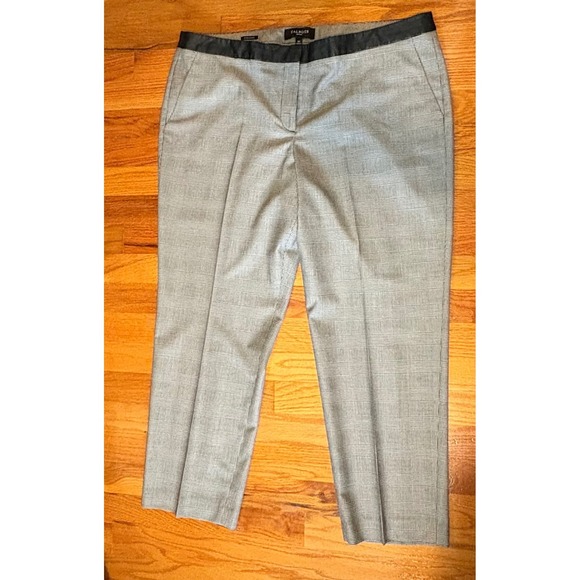 Talbots Petites Signature Womens Plaid Ankle Pants Size 16P Black Leather Trim - Picture 1 of 6